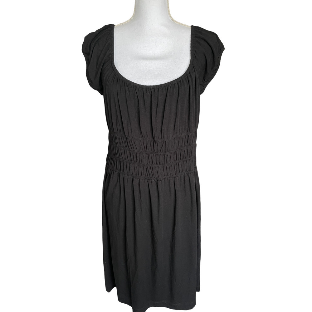 Karen Kane Dress Size XL Black Smocked Waist Lifestyle Peasant Boho Chic NEW